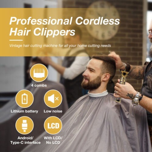 Beard Trimmer Hair Clippers Cordless Rechargeable Hair Cutting Barber Shaving Machine For Men USB Charging