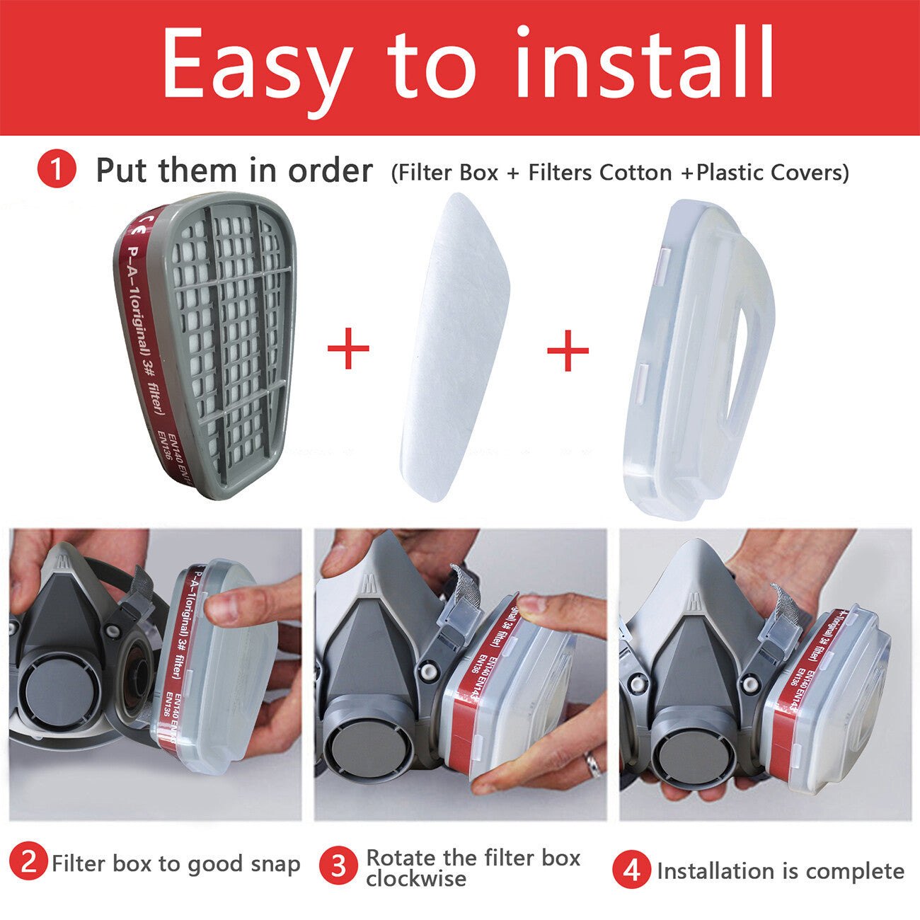 Half Face Gas Mask Respirator Facepiece Spray Painting 6200 Respirator Safety Protector