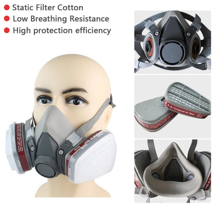Half Face Gas Mask Respirator Facepiece Spray Painting 6200 Respirator Safety Protector