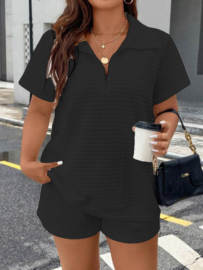 Women's Jacquard Shorts Casual Two-Piece Set