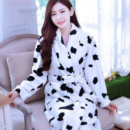 Ladies' Thick Flannel Long Sleeve Bathrobe