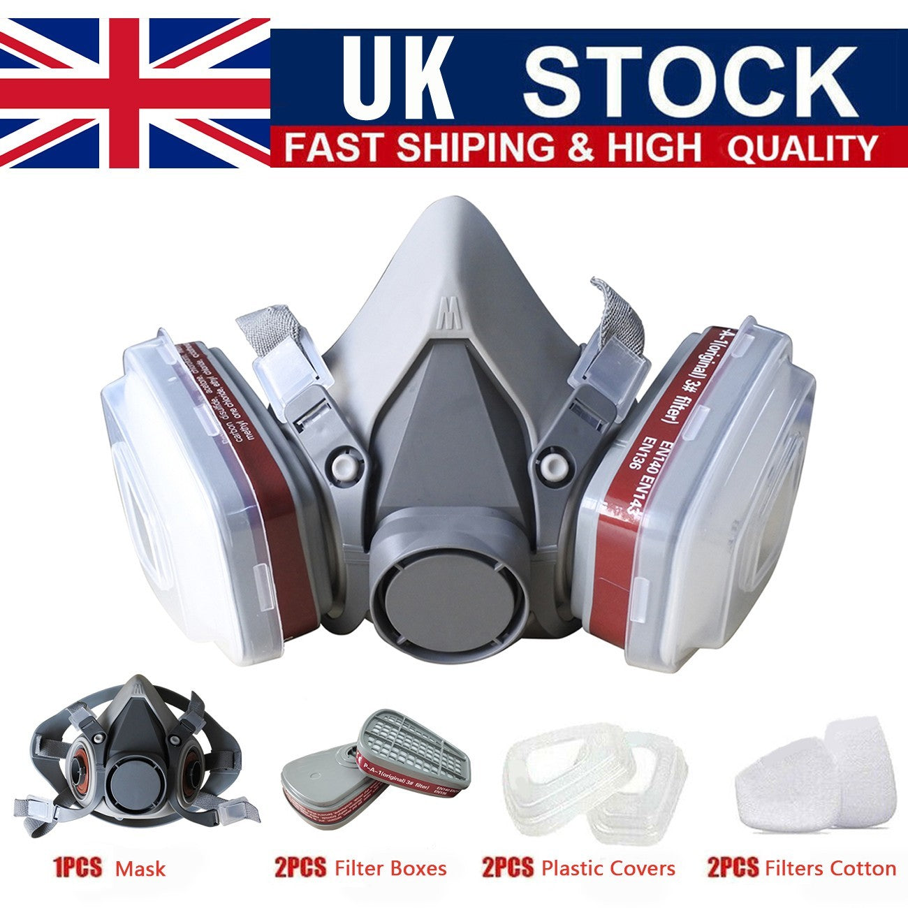 Half Face Gas Mask Respirator Facepiece Spray Painting 6200 Respirator Safety Protector