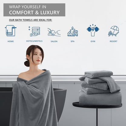 Coral Fleece Bath Towels Pack Of 3 Gray