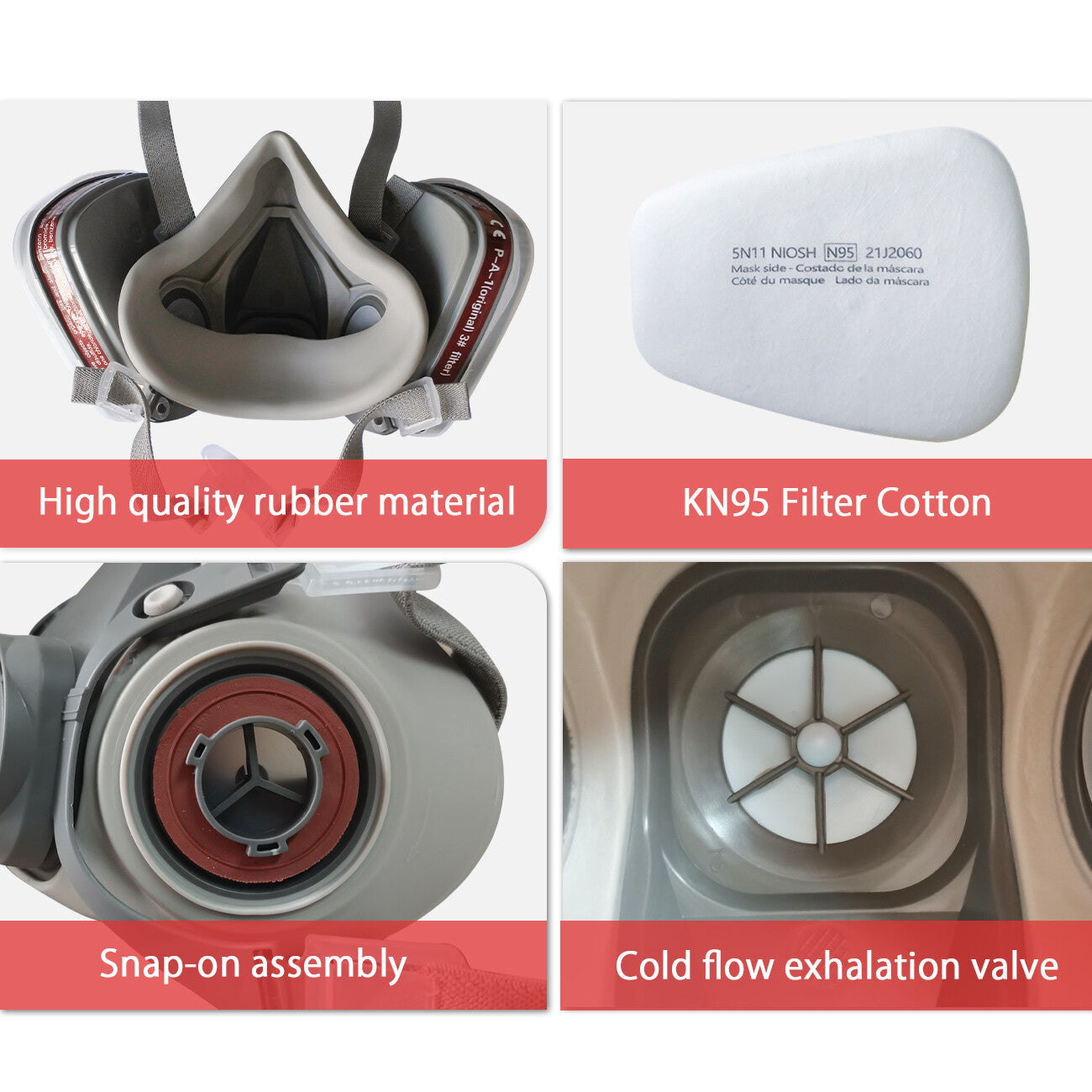 Half Face Gas Mask Respirator Facepiece Spray Painting 6200 Respirator Safety Protector