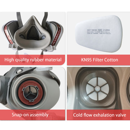 Half Face Gas Mask Respirator Facepiece Spray Painting 6200 Respirator Safety Protector