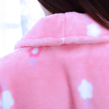 Ladies' Thick Flannel Long Sleeve Bathrobe