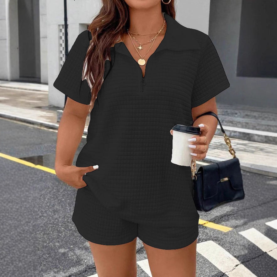 Women's Jacquard Shorts Casual Two-Piece Set