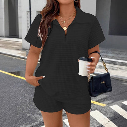 Women's Jacquard Shorts Casual Two-Piece Set