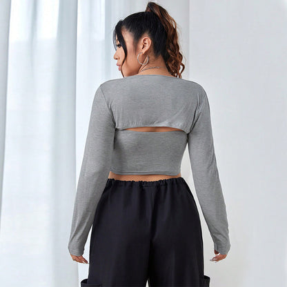 Women's Fashionable Street Photography Versatile Slim-Fit Long Sleeve Top