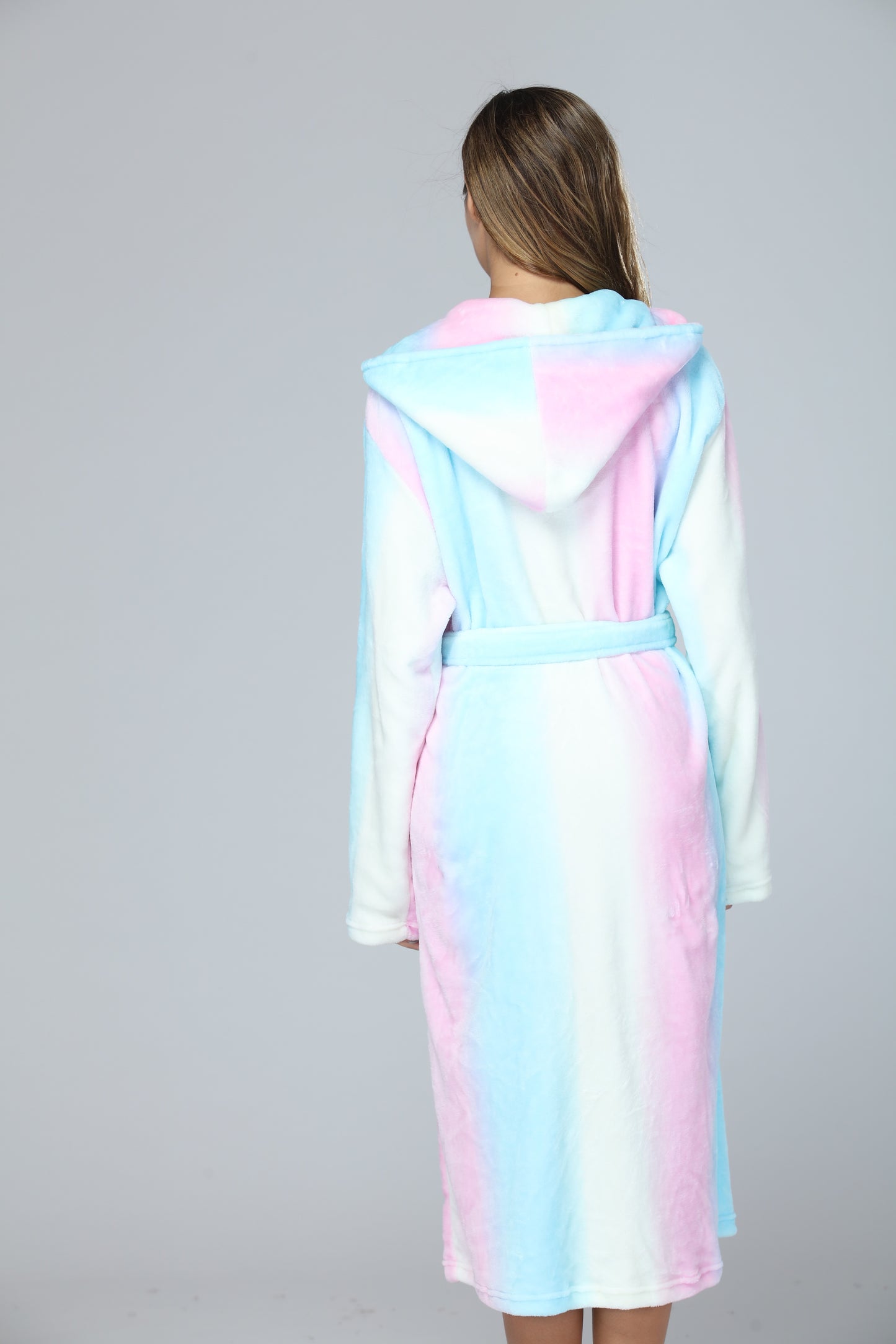 RONGTAI Womens Long Robes Plush Fleece Nightgown Thick Hooded Bathrobe With Pockets Fluffy Sleepwear For Men