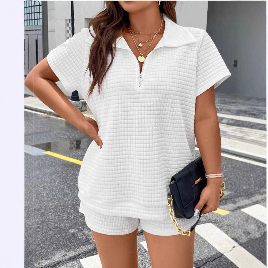 Women's Jacquard Shorts Casual Two-Piece Set