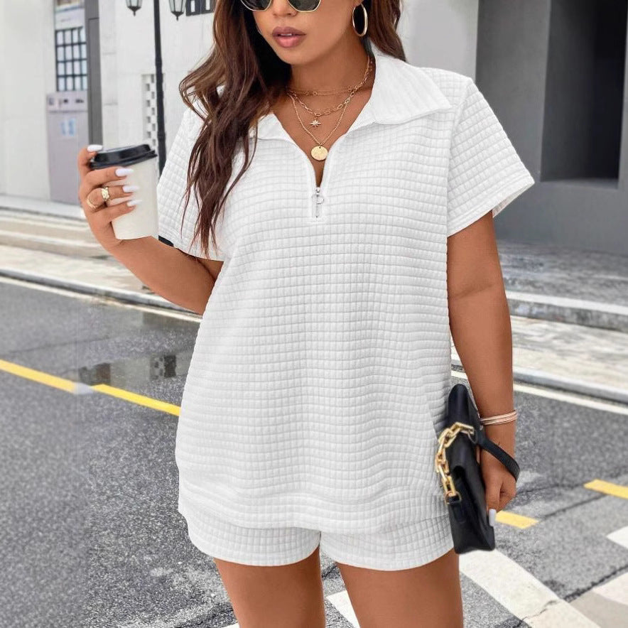 Women's Jacquard Shorts Casual Two-Piece Set