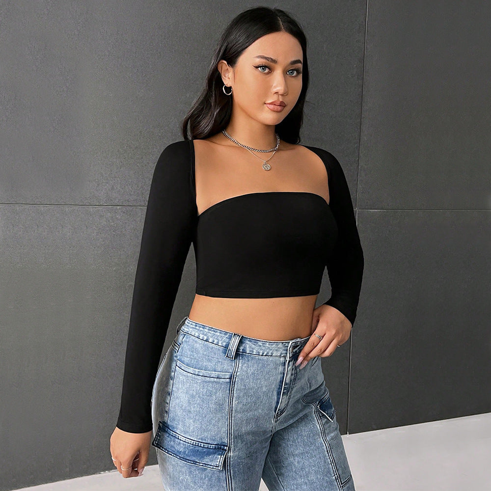 Women's Fashionable Street Photography Versatile Slim-Fit Long Sleeve Top